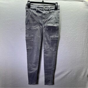 American Eagle Cargo Hi-Rise Jegging Jeans Womens 2 Gray Denim Stretch 2588